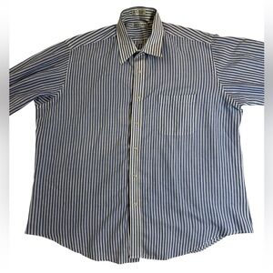 Pierre Cardin Men's Long Sleeve Dress Shirt Blue White Striped
